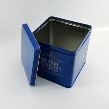 white square shape tea tin container