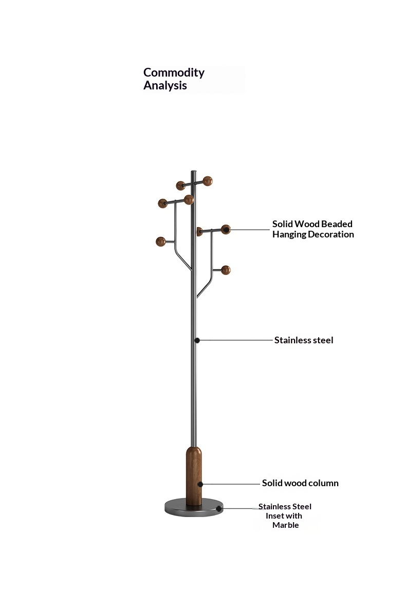 درخت تالار استیل ضد زنگ با آویزهای درختی شکل Stainless Steel Hall Tree with Tree-Shaped Hangers