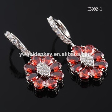 Cubic zirconia bridal flower fine jewelry wedding earrings