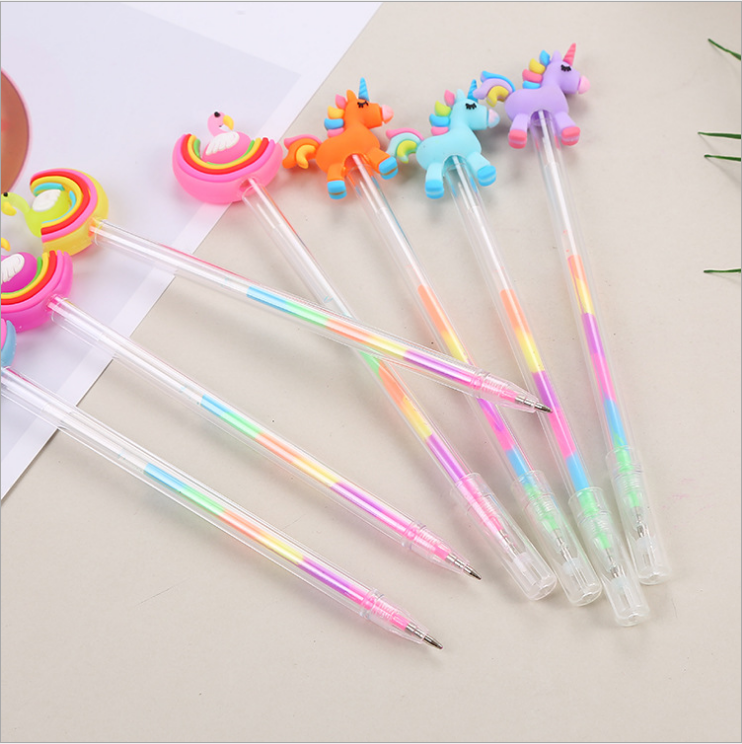 Creatieve regenboog neutraal 6 kleur pen diy highlighter pastel cartoon swan pony modellering markeerstift