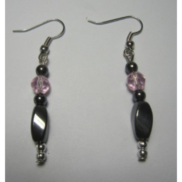 Hematite Earring with silver color finding