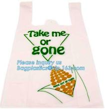 100% Biodegradable Plastic Vest Type Carrier Bag, Environmental Protect Clear Plastic Carrier Bag