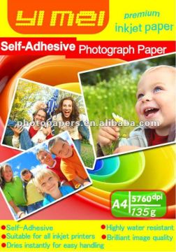 self-adhesive/sticker glossy photo paper