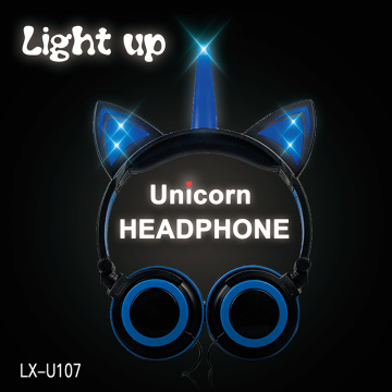 Oreilles de chat licorne LED mignon casque stéréo filaire