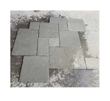 Grey Tumbled Limestone Tiles Zigzag Pattern for House Flooring