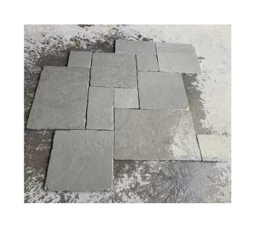 Grey Tumbled Limestone Tiles Zigzag Pattern for House Flooring
