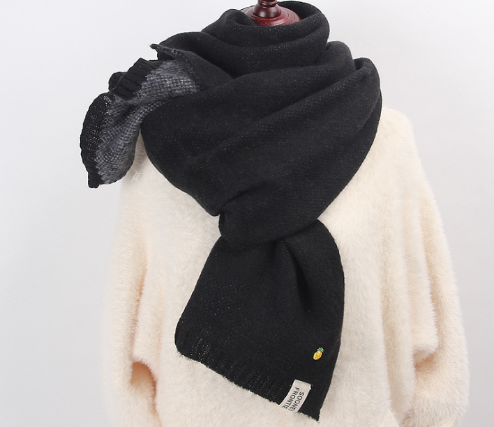  Jacqaurd Shawl Knitting Scarf Black