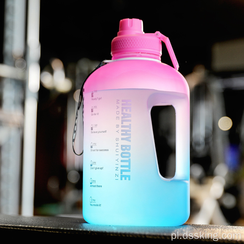 Fashion Fitness Sports Water Bottient Gradient duża pojemność Kettle słomka przenośna rączka plastikowa kubek kosmiczny