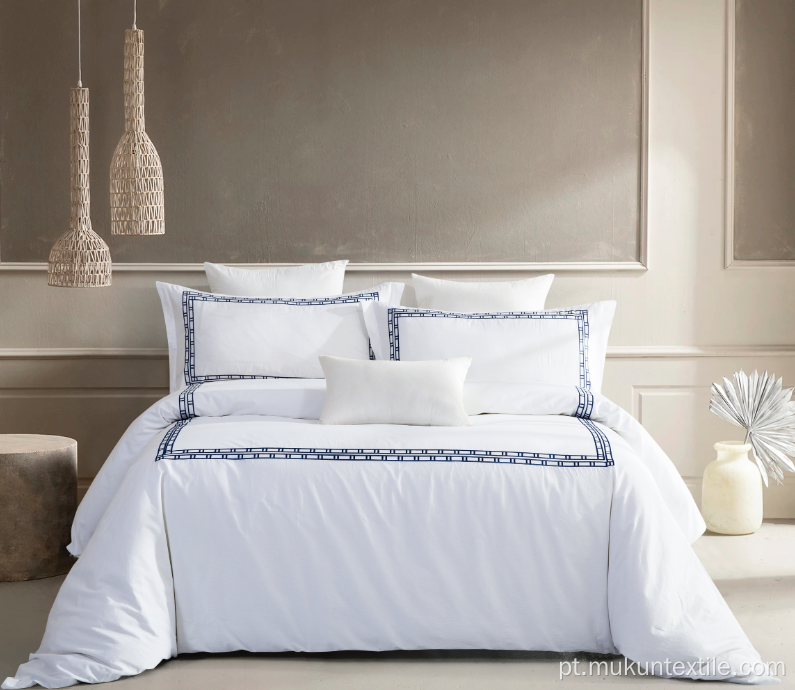 Conjuntos de cama de folha de cama de hotel branco