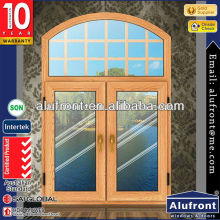 aluminum wood clad glass casement window with arch part