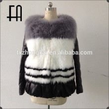 Factory direct wholesale price natural leather fox fur caot/fox fur girls