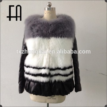 Factory direct wholesale price natural leather fox fur caot/fox fur girls