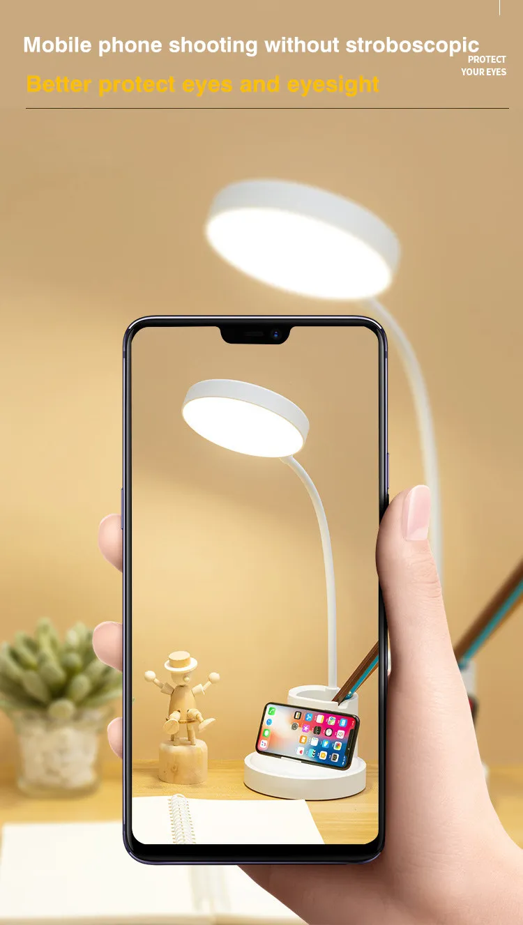 Stylish 360 Degree Nordic USB Table Lamp with Phone Holder