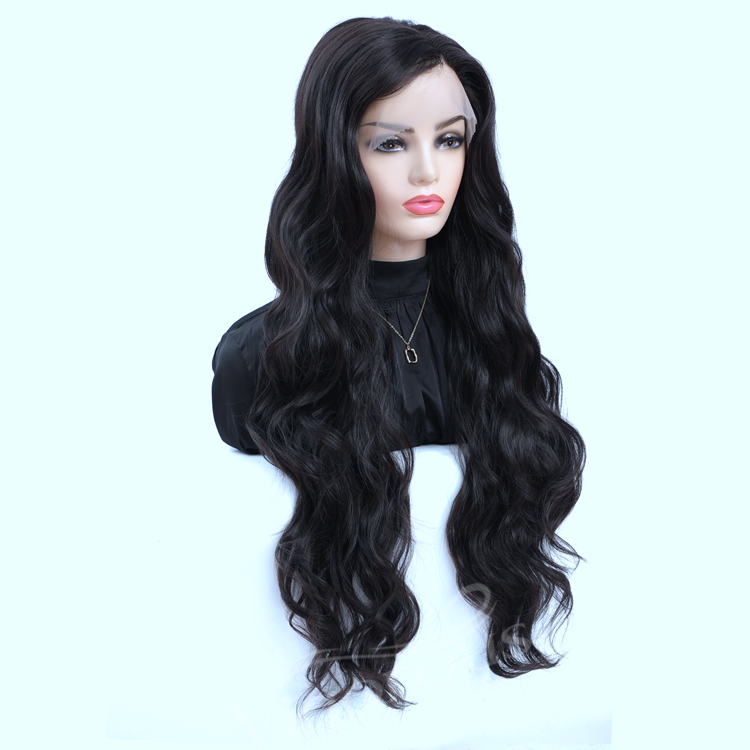 Vigorous cheap 26 inch colored heat resistant deep curly hand tied long styled synthetic lace front wigs for black women