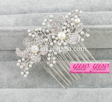 double pearl crystal flower design custom made hair accessories hair combs
