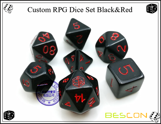Custom RPG Würfel Set Schwarz & Rot-2 Custom RPG Dice Set Black&Red-2