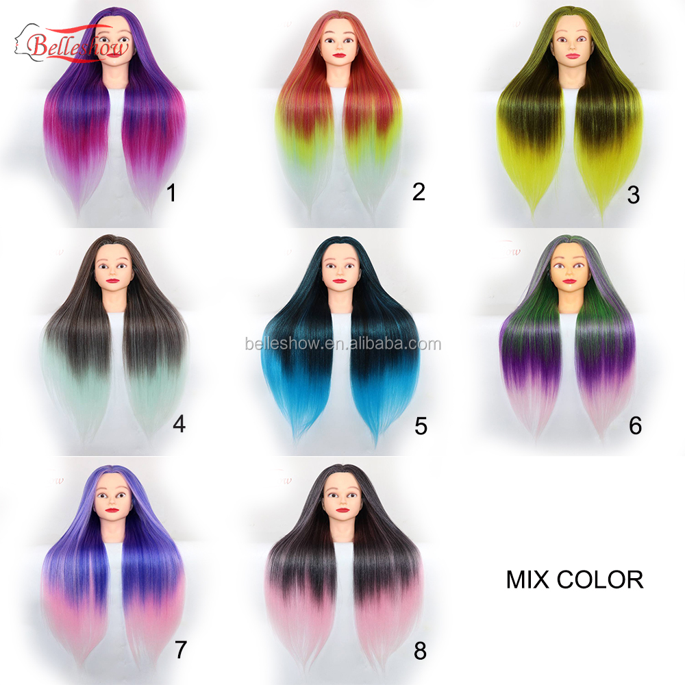 Hot sell Wholesale ombre Color head Beauty School Hairdressing Products Female Hair Mannequins Head Salon School Training Head