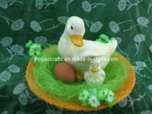 Easter Ceramic Duck and Egg Ornament
