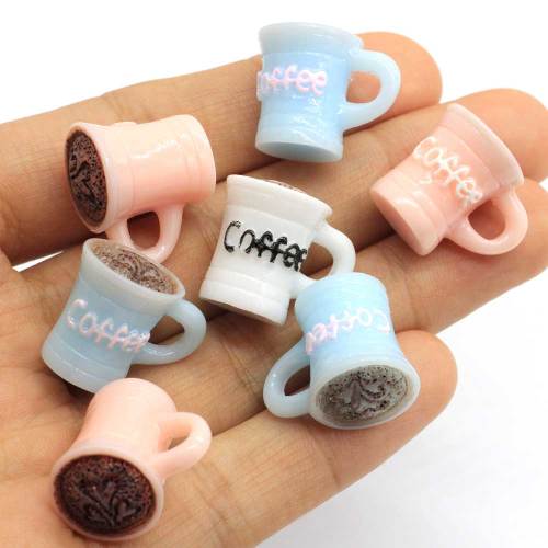 Charmes 3D tasse à café en résine Cabochons Mini minuscules blanc rose bleu 15 * 21mm meilleures ventes grosses perles pour la décoration artisanale