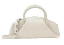 Folding micro leather tote bag-white