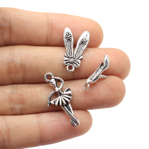 Wholesale Alloy Dancer Shoes Ornament 3D Metallic Dancing Girl for DIY Jewelry Necklace Making Keychain Embellishment