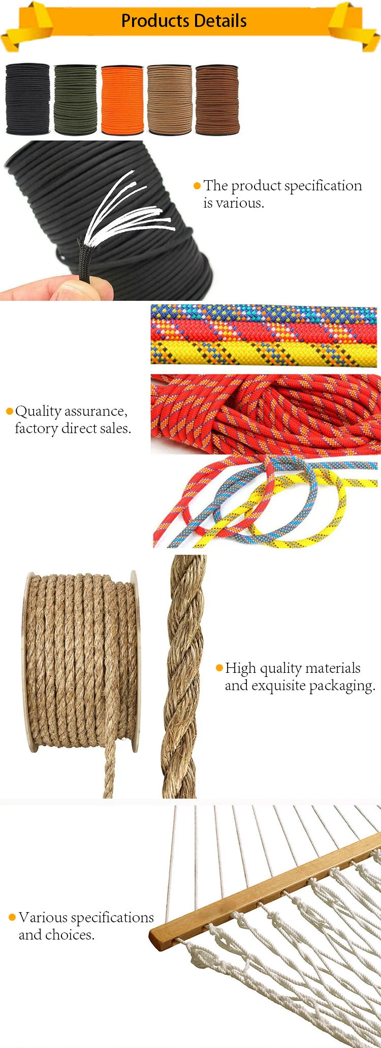 Factory Hot Sale High Strength Good Air Permeability Cotton Rope