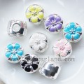 Fashional argento con colore olio goccia fiore grosso metallo perline Charms