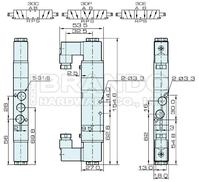 4V130C-06 5/ Way Pneumatic Solenoid Valve