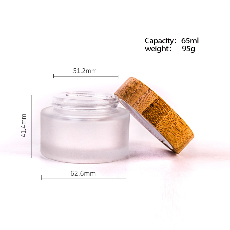 cream cosmetic 60g clear matte frosted glass jar with bamboo lid