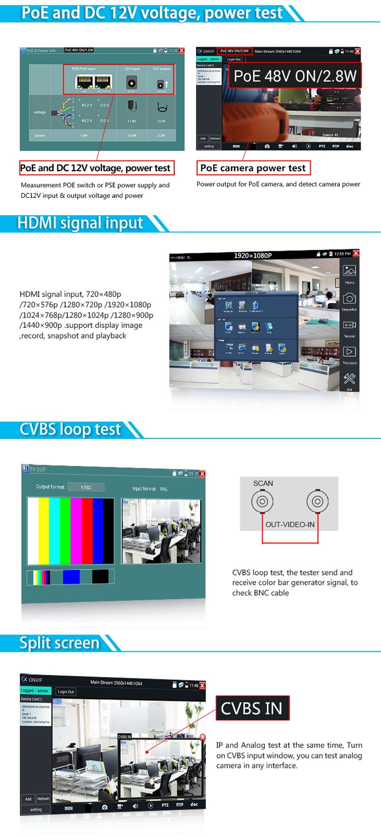 19 43 10 inch inch Draagbare LCD CCTV-testmonitor