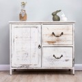 Distressed White Paulownia Wood Shabby Storage Cabinet