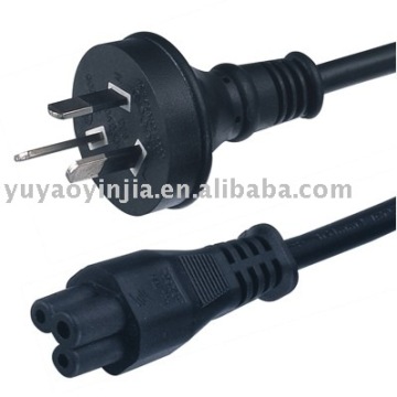 Australia/New Zealand 3 pin plug to clover shaped Female power cord (AS/NZ standard SAA approval)