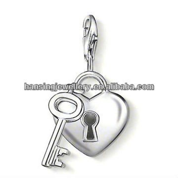 hot wholesale silver key heart lock Charm