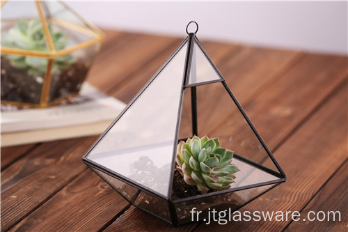 Terrarium de plante en verre suspendu de grande forme géométrique