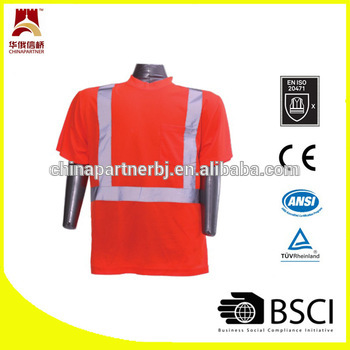 100% polyester fabric hi vis work shirt