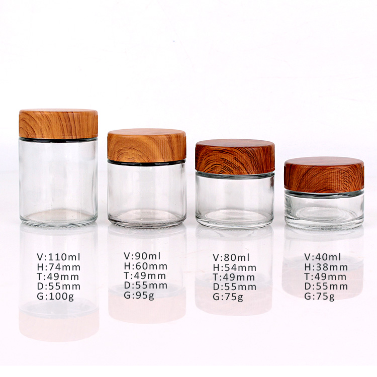 factory supply clear child resistant glass container cosmetic packing glass jar