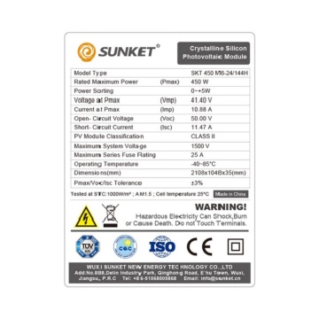 Modulo fotovoltaico mono mezza cella 450W a pannello solare