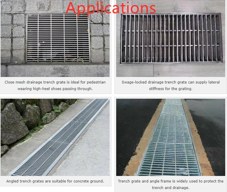 Drain Systems Stainless Steel Grating Trench Drain Cover Channel for Driveway Floor