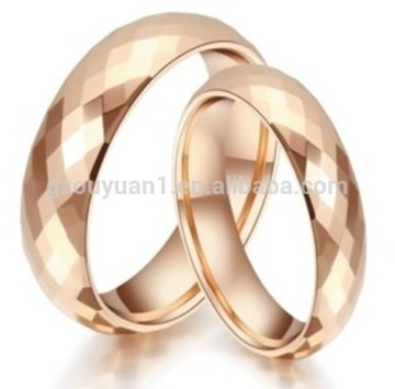 Tungsten Carbide Ring, Mens Tungsten Carbide Ring, Facted Rose Gold Tungsten Band Ring