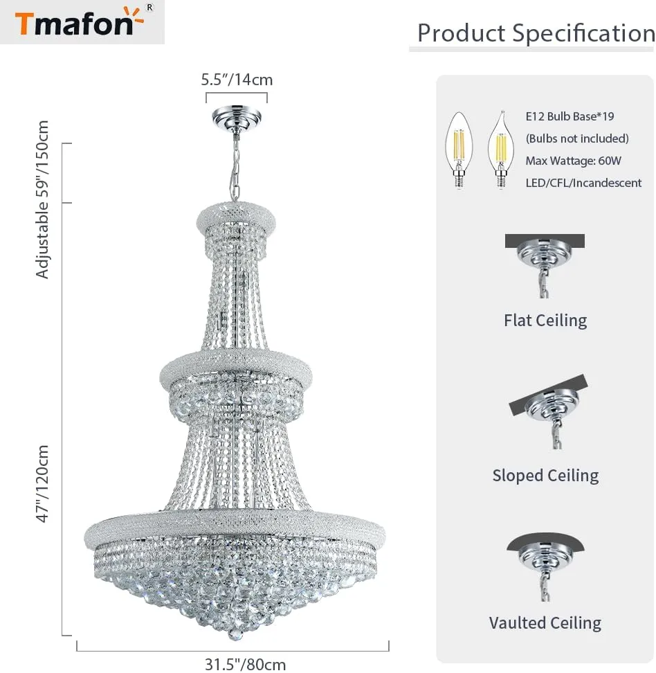 Elegant Gold Crystal Foyer Chandelier - Contemporary Ceiling Hanging Light Fixture