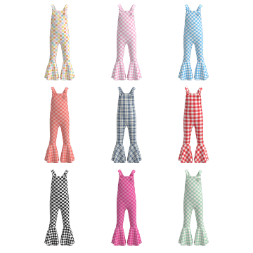 Organic Milk Silk Kids Girls' Toddler Summer Plaid Bell-Bottom Flare Romper: Ready to Ship