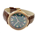 Natural Mosaic Opal Dial Leather Quartz Men's Watch