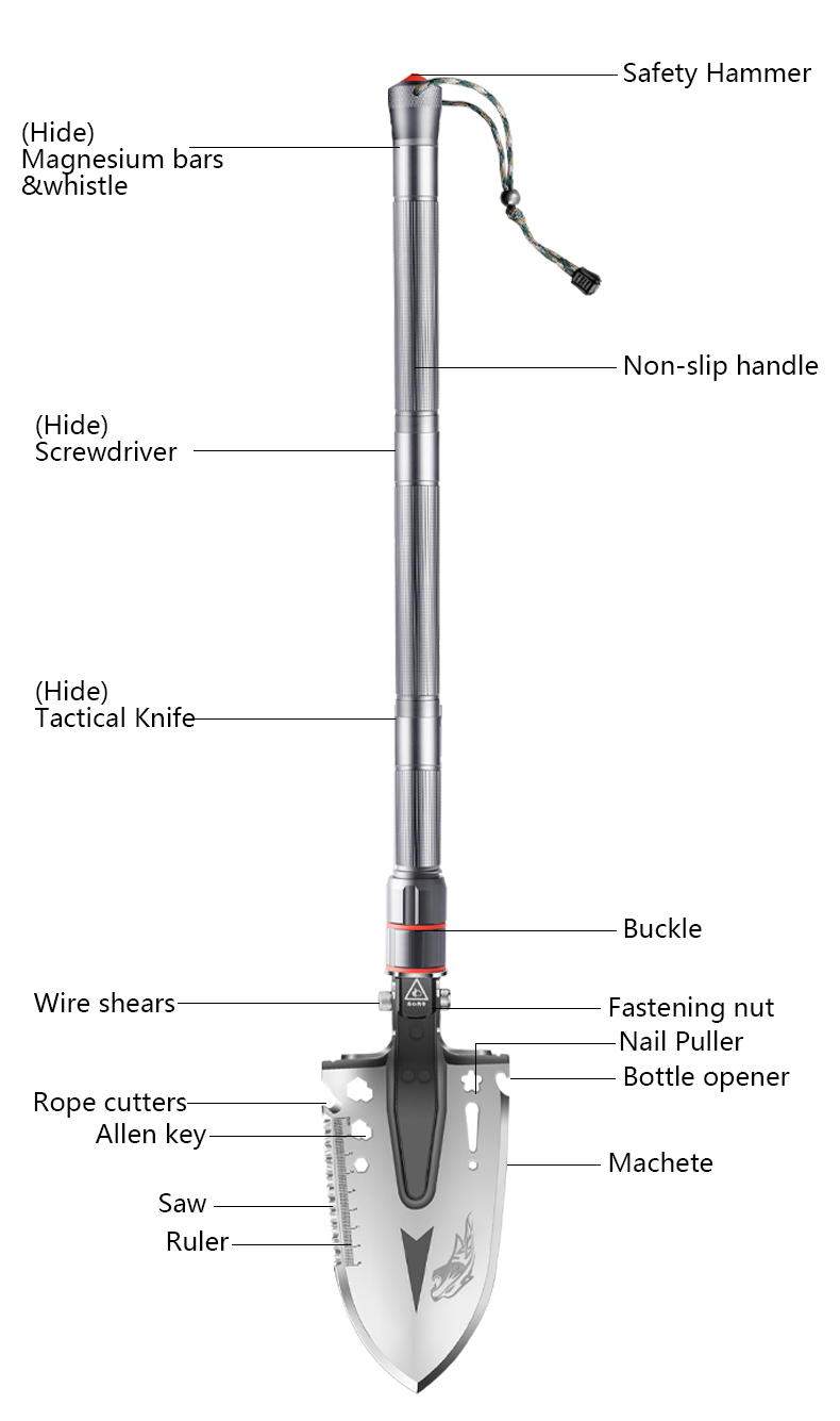 Factory supply ice shovel Emergency Portable multi-function mini shovel with handle Folding Shovel with outdoor