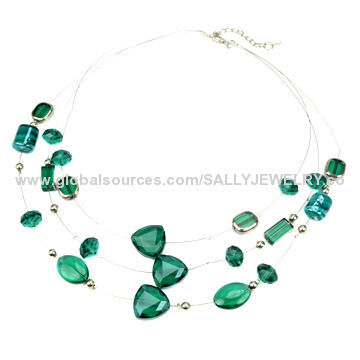Vogue Beadwork Statement Crystal Necklaces, Made of Rhinestone, Glass and Metal, OEM are Available