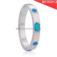 Women designs Slim Zironia high tech ceramic natural opal inlay ring
