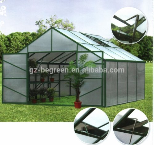 Aluminum lowes sunrooms garden greenhouse with10mm polycarbonate panel