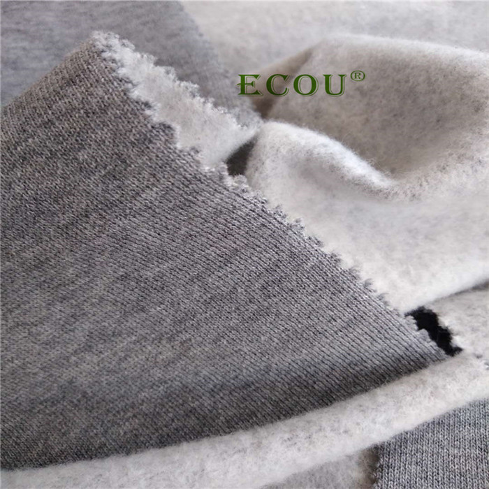 2020 fall grey organic cotton brushed back fleece fabric for women and baby outside coat and hoodie