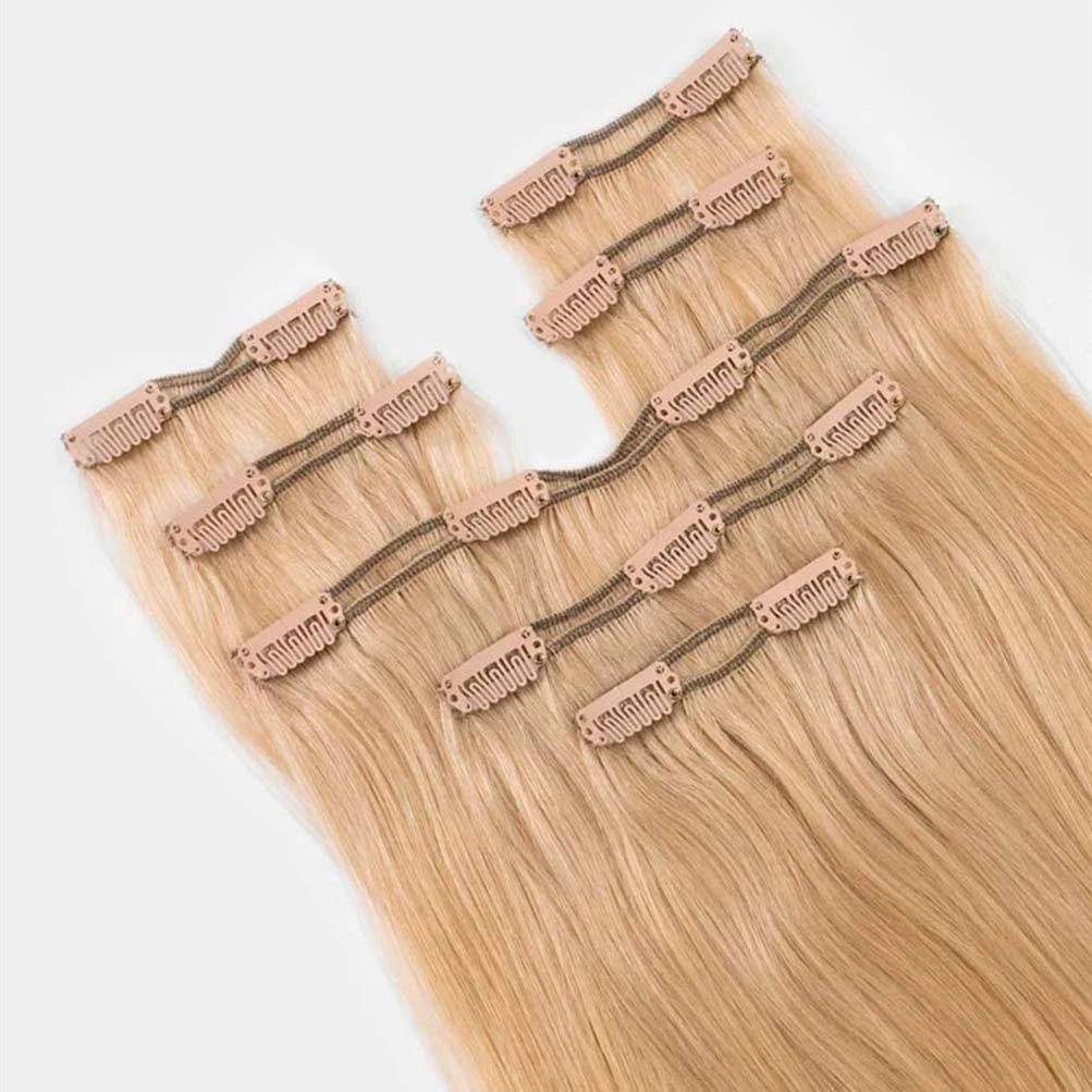 Quality Guaranteed Blond Color 20inch Szie 100g Weight Curly Wave Human Hair Virgin Hair Multi Layers Clip Hair Extensions Remy Quality Hair