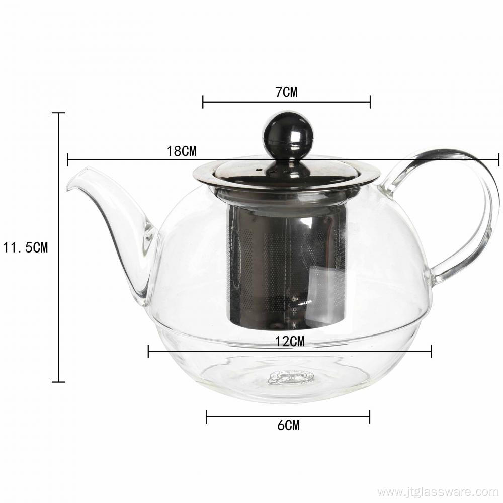 600ml Handmade Glass Teapot With Stainless Steel Infuser
