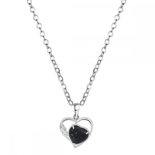 Lava Rock Love Heart Birthstone Pendant Gemstone Necklaces for Women